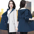 Double-Sided Trench Coat Women 2022 New Spring Autumn Clothes Hooded Large Size Long Windbreaker Jacket Female Outerwear Tops Casa Tech 