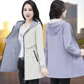 Double-Sided Trench Coat Women 2022 New Spring Autumn Clothes Hooded Large Size Long Windbreaker Jacket Female Outerwear Tops Casa Tech 